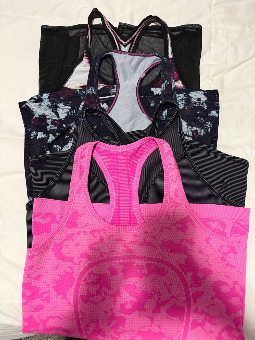 Set of 4 Lululemon Women’s Racerback Active Tank Top - Pink, Black, Multi SIZE 6
